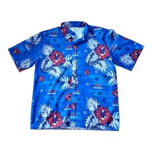 Blue Floral Men's Shirt Size L
